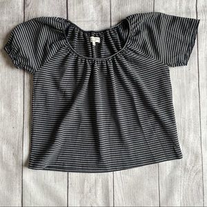Madewell Texture & Thread Navy Striped Peasant Top